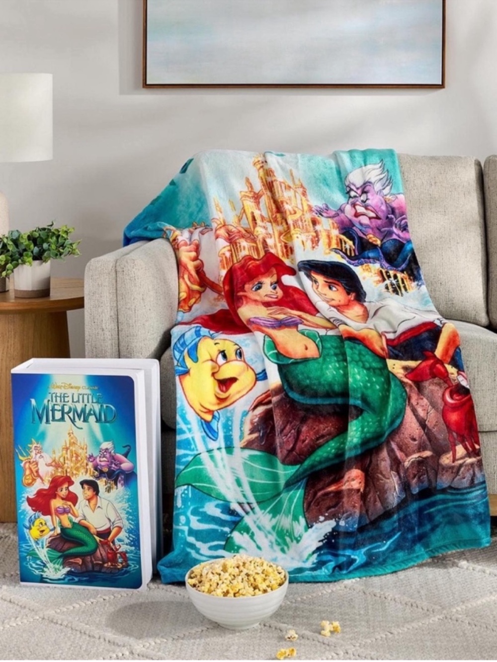 Disney Classic Little Mermaid VHS Boxed Silk Touch Throw, 50"x 70", Collectible